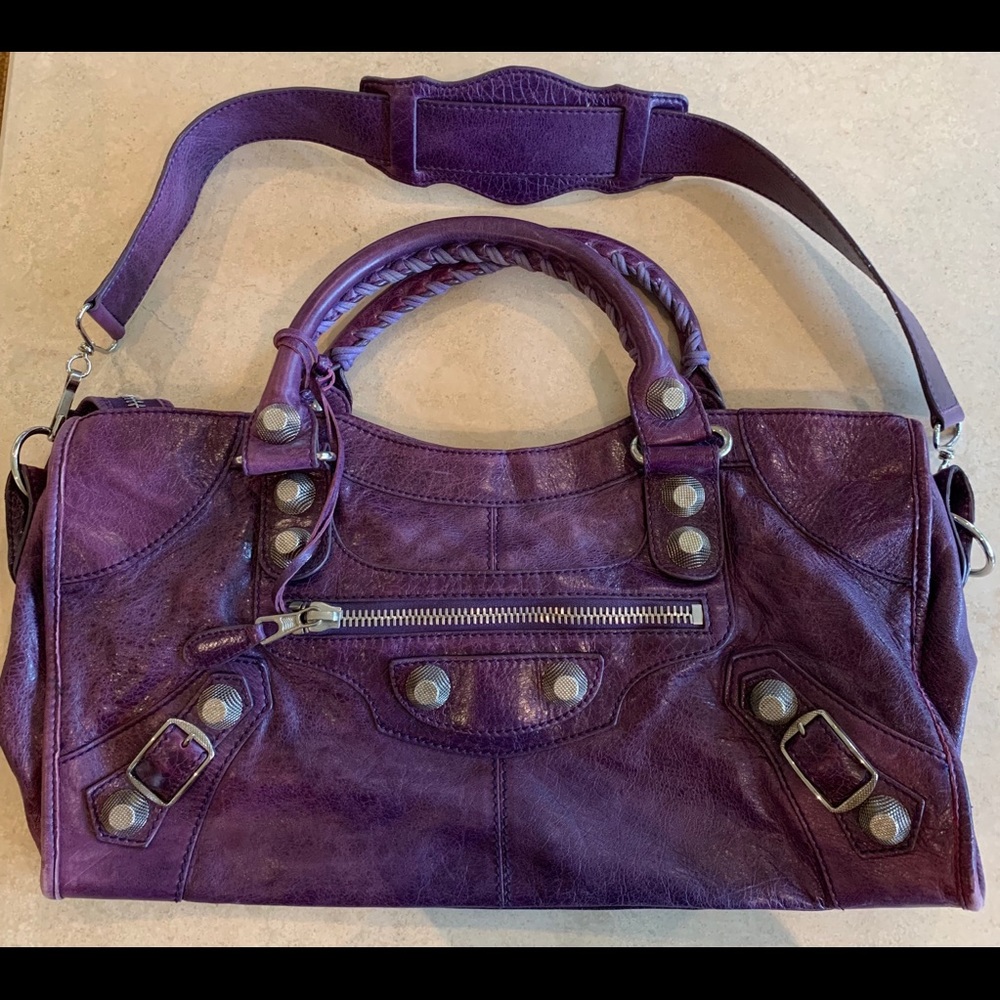 Balenciaga Motocross Giant 21 City Plum/Silver Bag